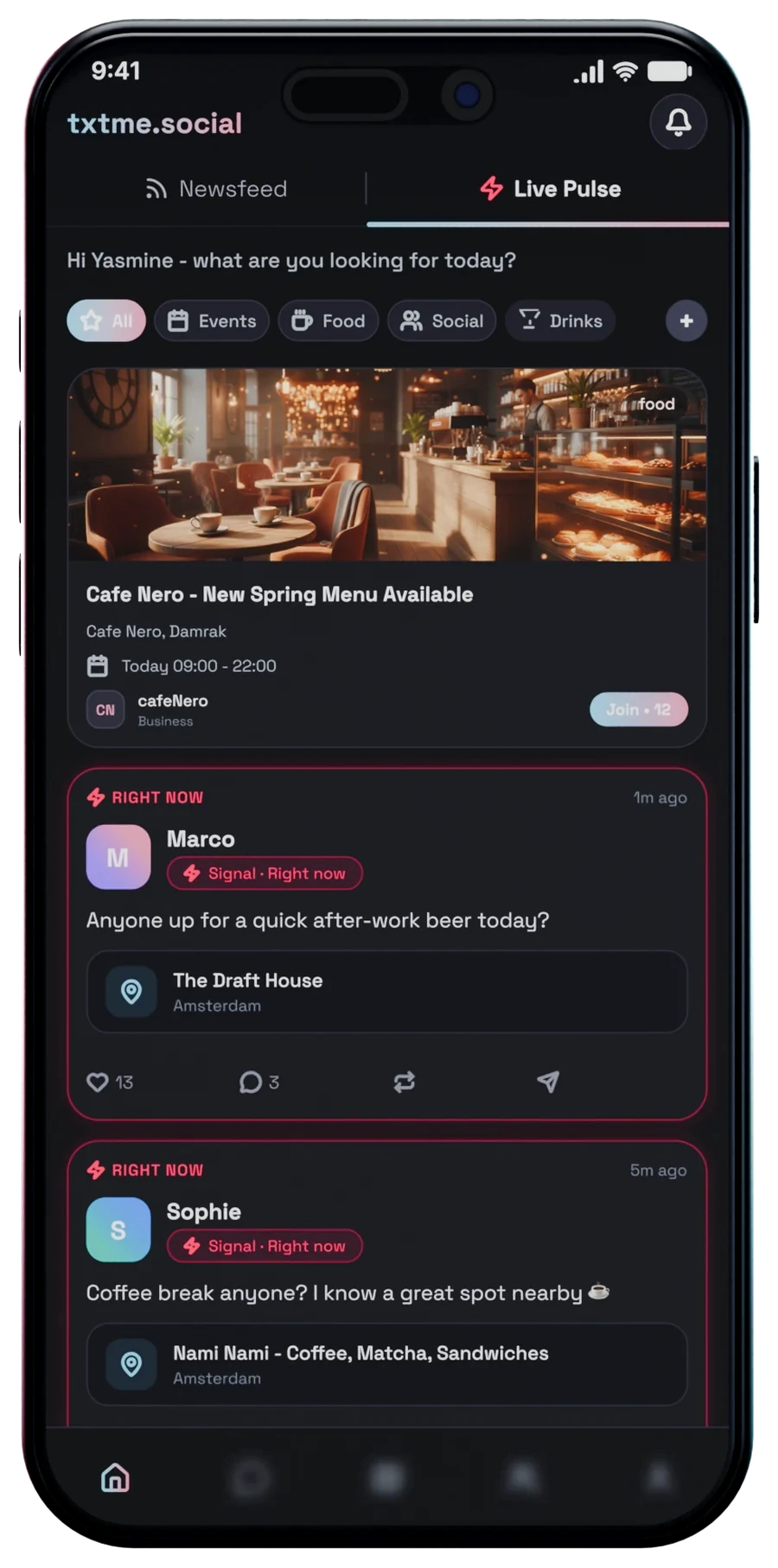 Live Pulse: what is happening right now, nearby