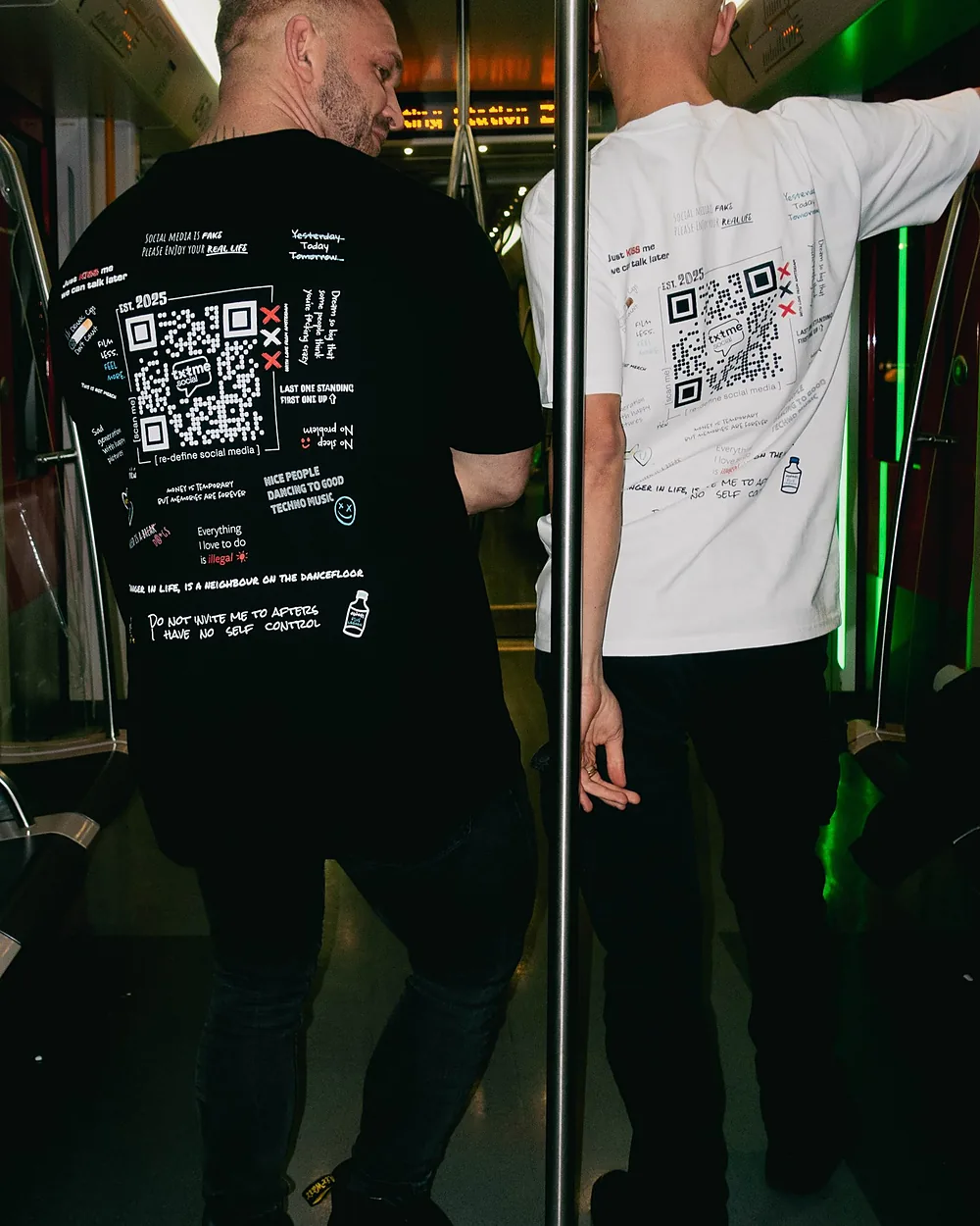 Two backs, two codes, in the tram